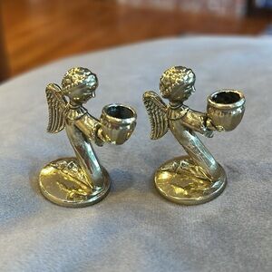 Small Kneeling Angel Candle Holder Pair